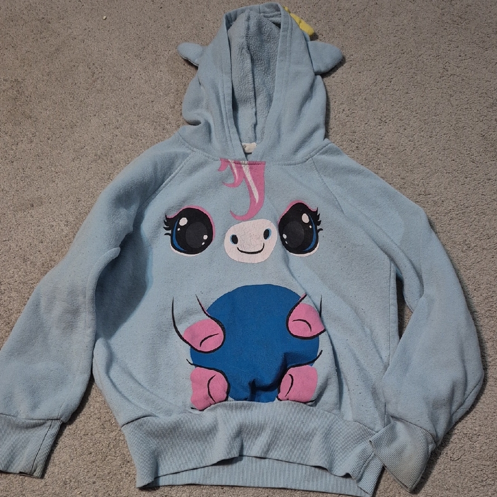 Urban Planet Light Blue Kids Hoodie with Unicorn Design